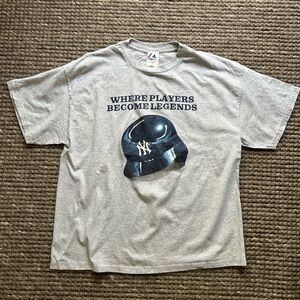 Vintage Majestic NY Yankees “Where Players Become Legends” Helmet Tee
